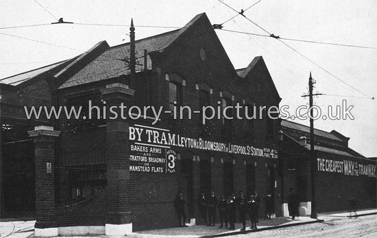 Tram Depot, Lea Bridge Road, Leyton, London. c.1907
